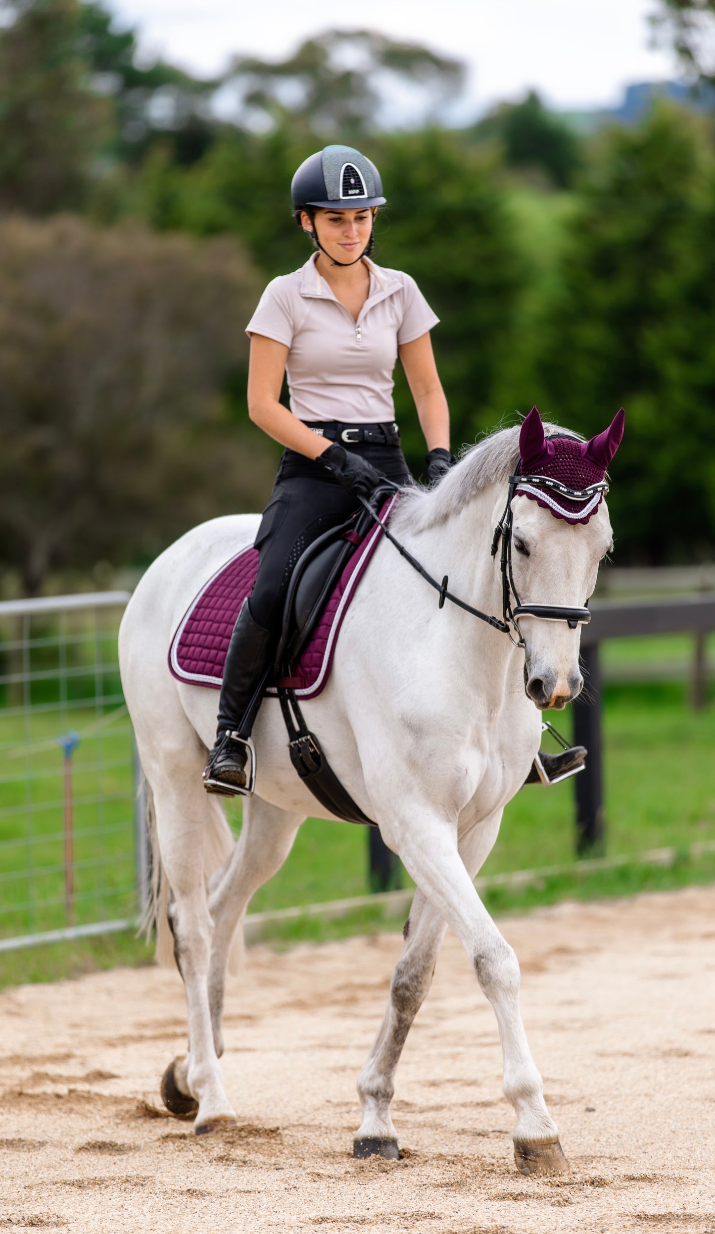 Burgundy Satin Dressage Saddle Pad